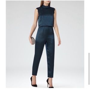 REISS Winnie Satin Jumpsuit NWT SZ 10 Teal